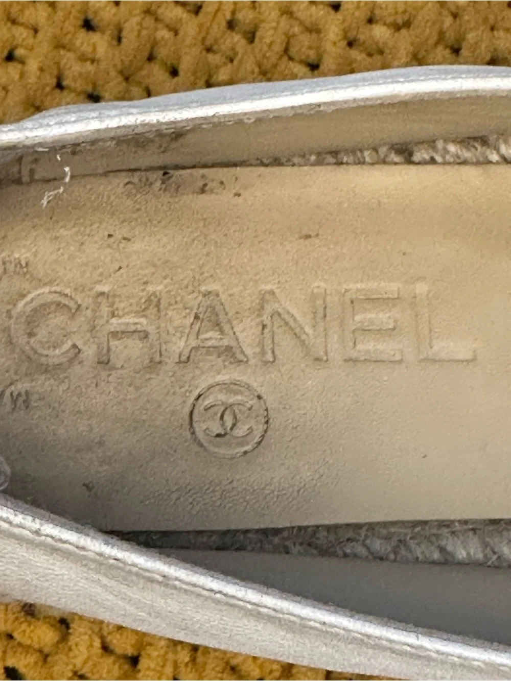 CHANEL Cream and Black Leather Espadrille Slip-Ons